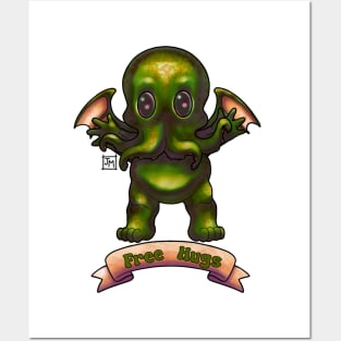 Cthulhu Free Hugs - Cute Cartoon Art Posters and Art